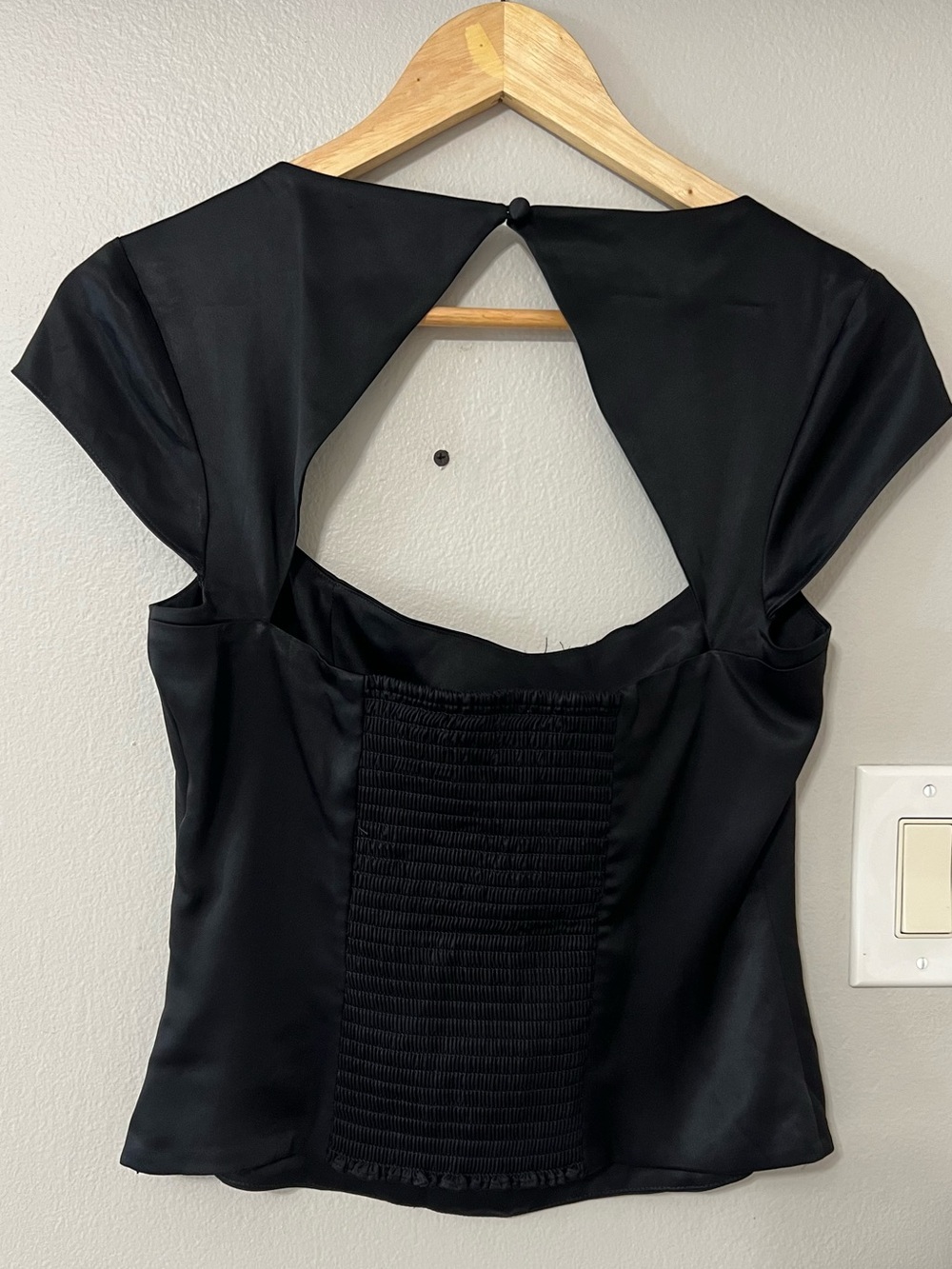 Reformation Cora Satin Top Black Size 8 NWT Square Neck Open Back Side Zip - Picture 4 of 12